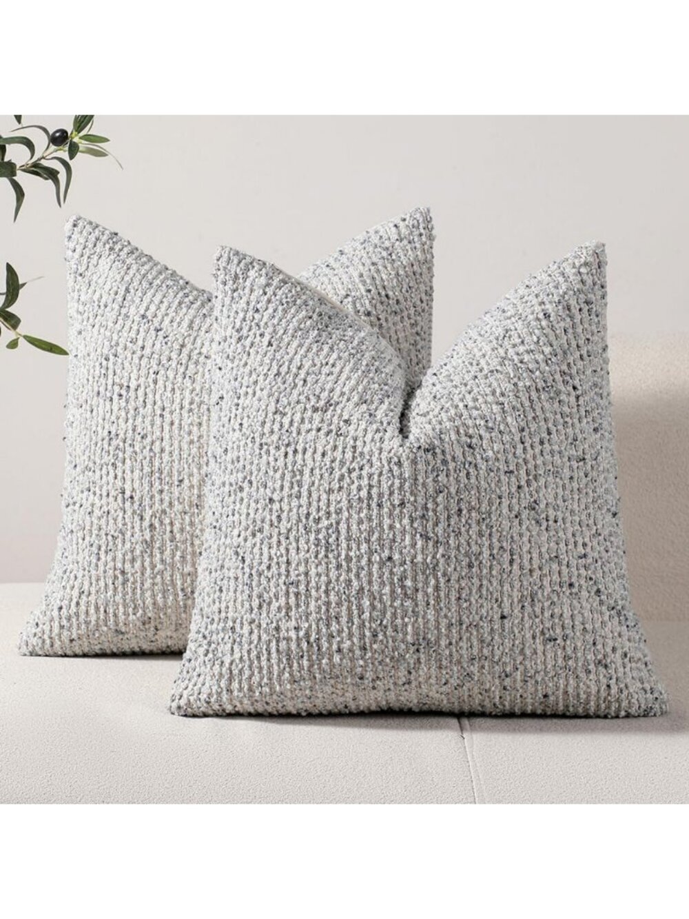 Chic Blue Striped Euro Sham Pillow Covers 26x26 Set of 2 | Modern Boho Farmhouse